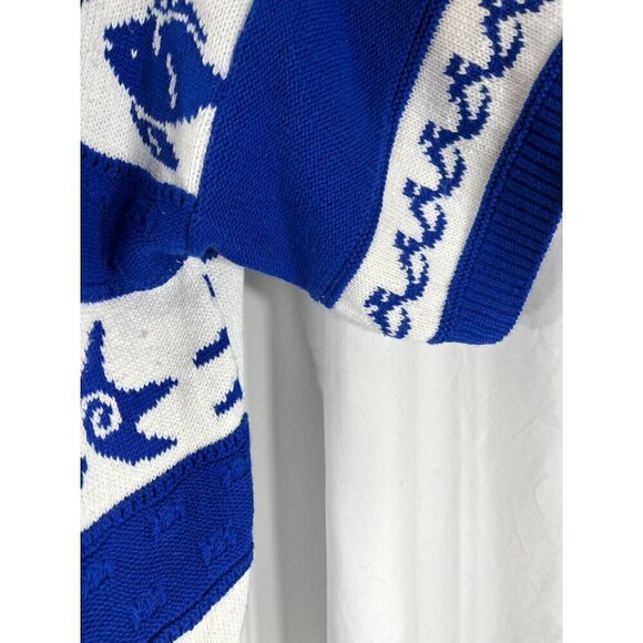 Y2K Fashion Formulas Fish Cropped Sweater L Starfish Nautical Striped Resort - Picture 4 of 7